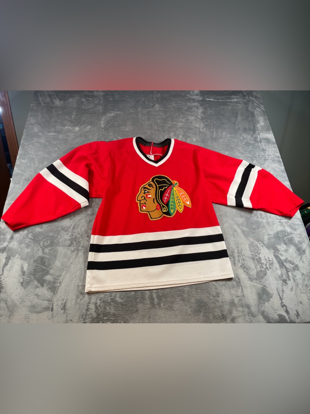 Vintage CCM x NHL Chicago Blackhawks Jersey Mens S Red Maska Air Knit Hockey